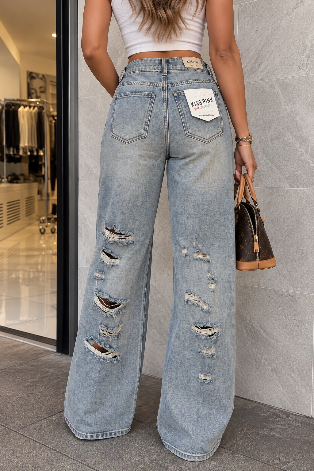JULIA CLASSIC WIDE LEG DENIM PANTS