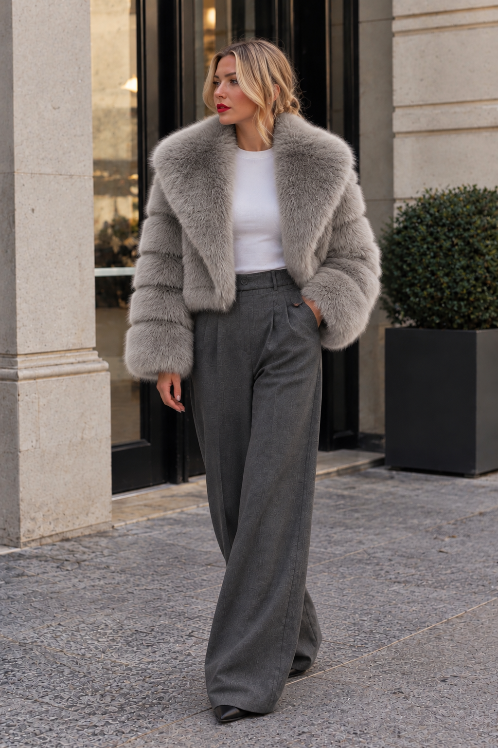 Aspen Luxe Fur Jacket – Grau