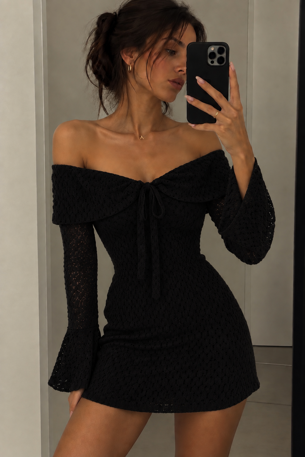 MAYA RUFFLE DRESS – Schwarz