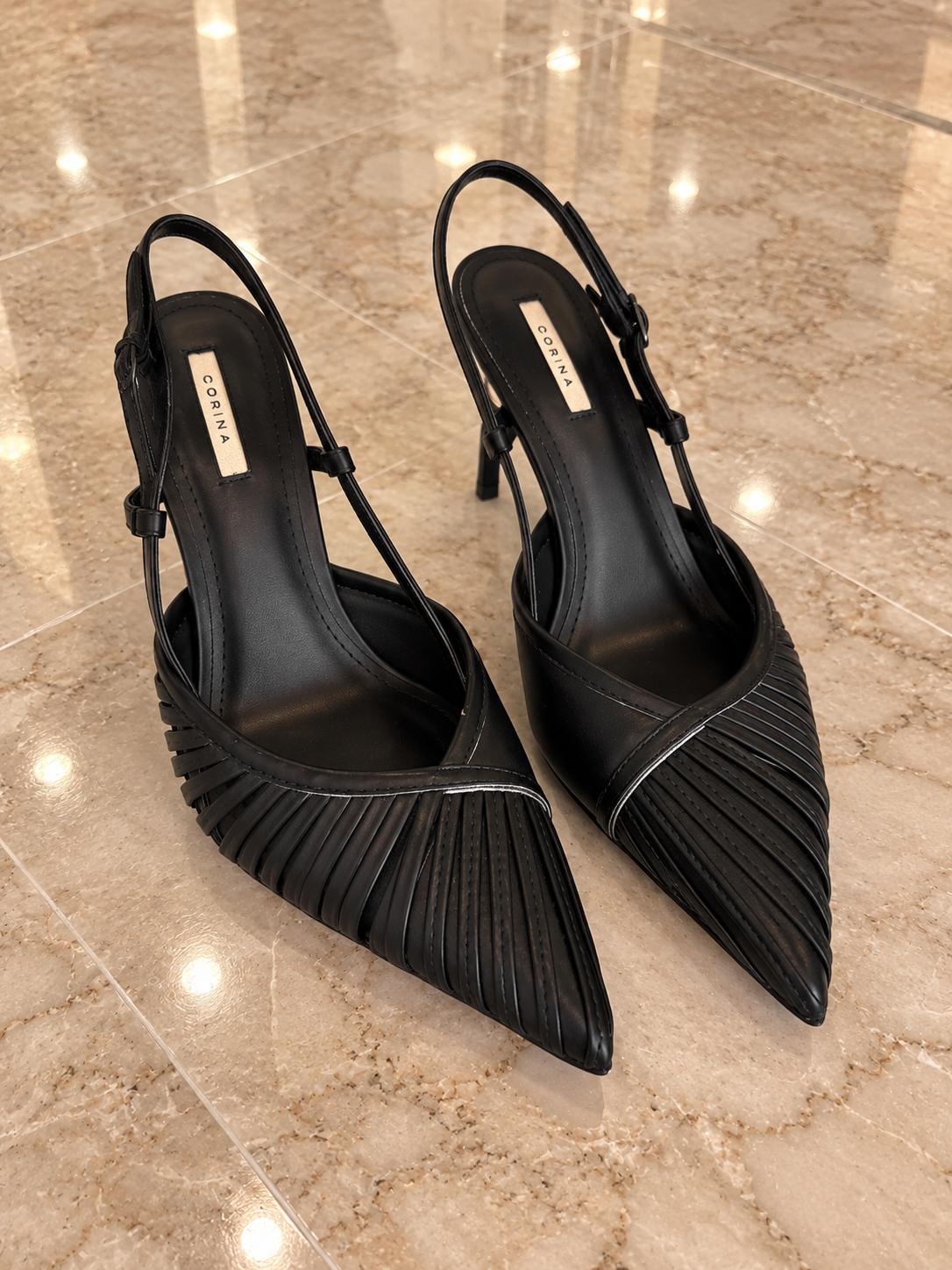 ADRIANA BLACK SLINGBACK PUMPS
