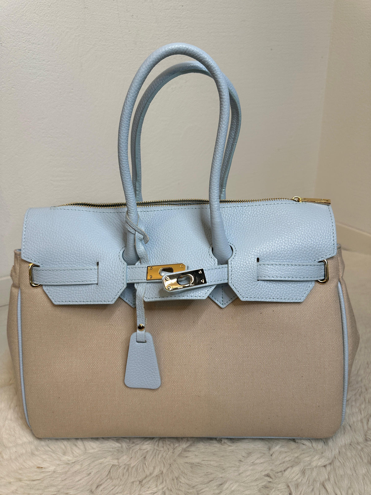 LORINA TWO-TONE HANDBAG – Beige / Blau