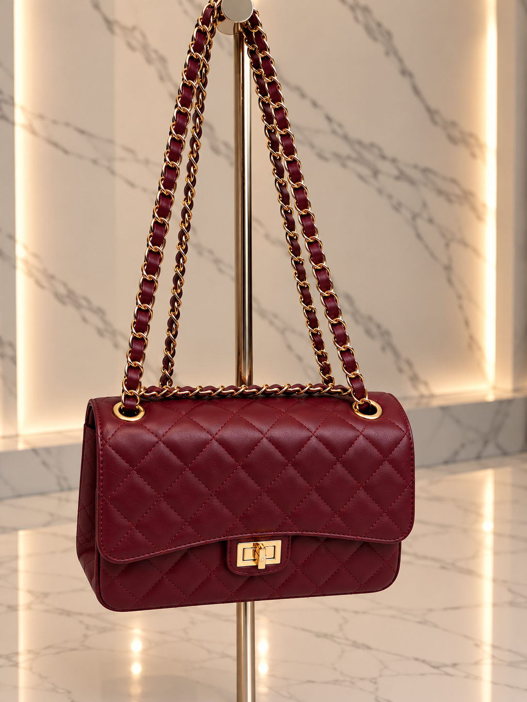 ÉLORA CLASSIC – Gesteppte Schultertasche – Bordeaux