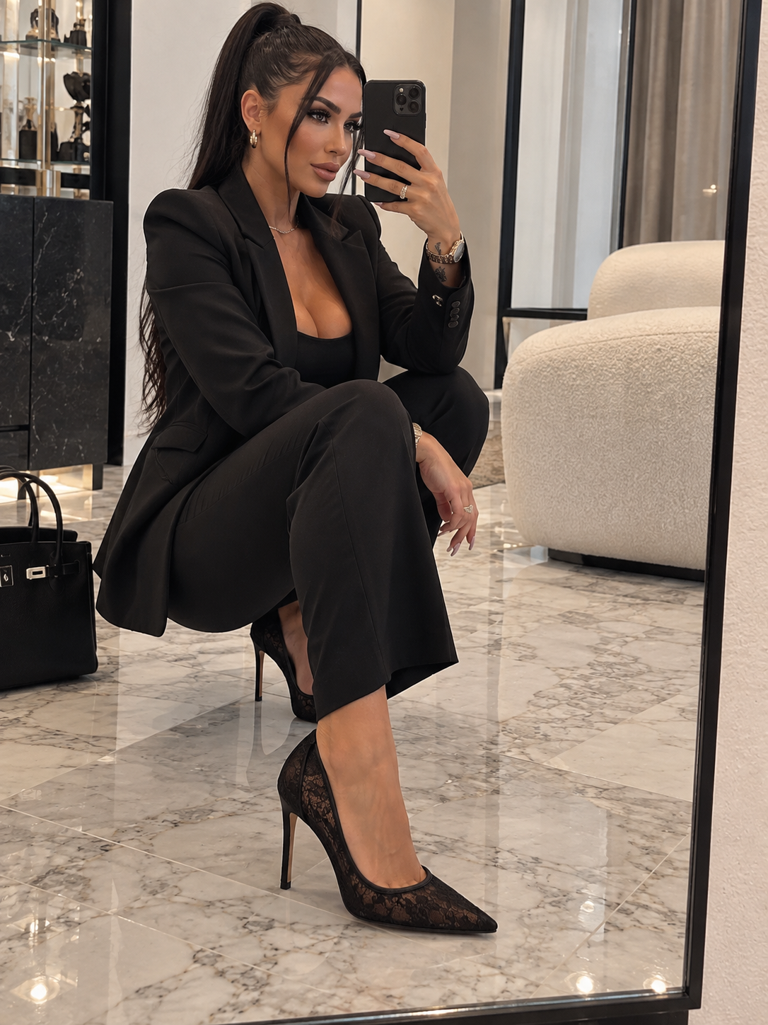 DANIELA LACE PUMPS – Schwarz