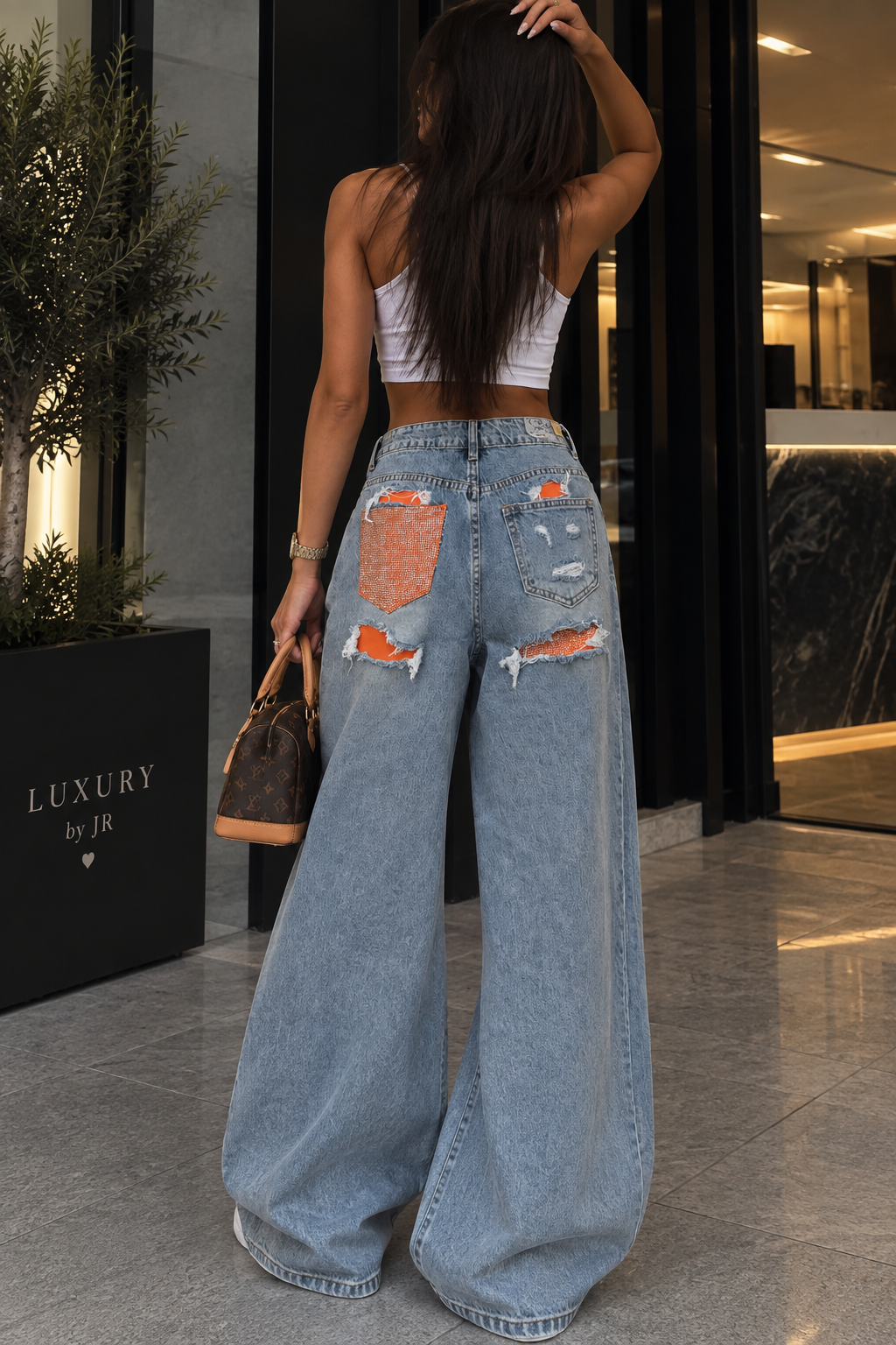 NADIA BLUE WIDE LEG JEANS – Orange