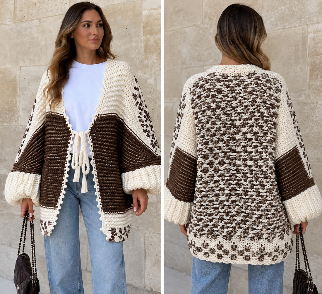 ELVANA OVERSIZED KNIT CARDIGAN – Braun