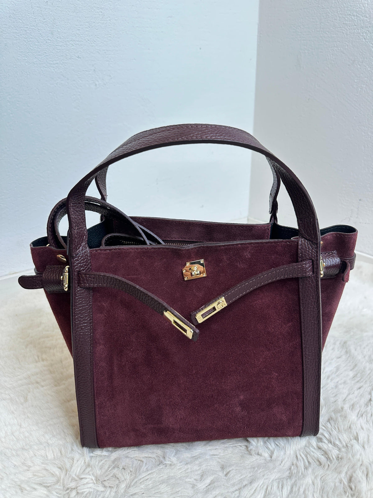 VANIA SUEDE TOP HANDLE BAG