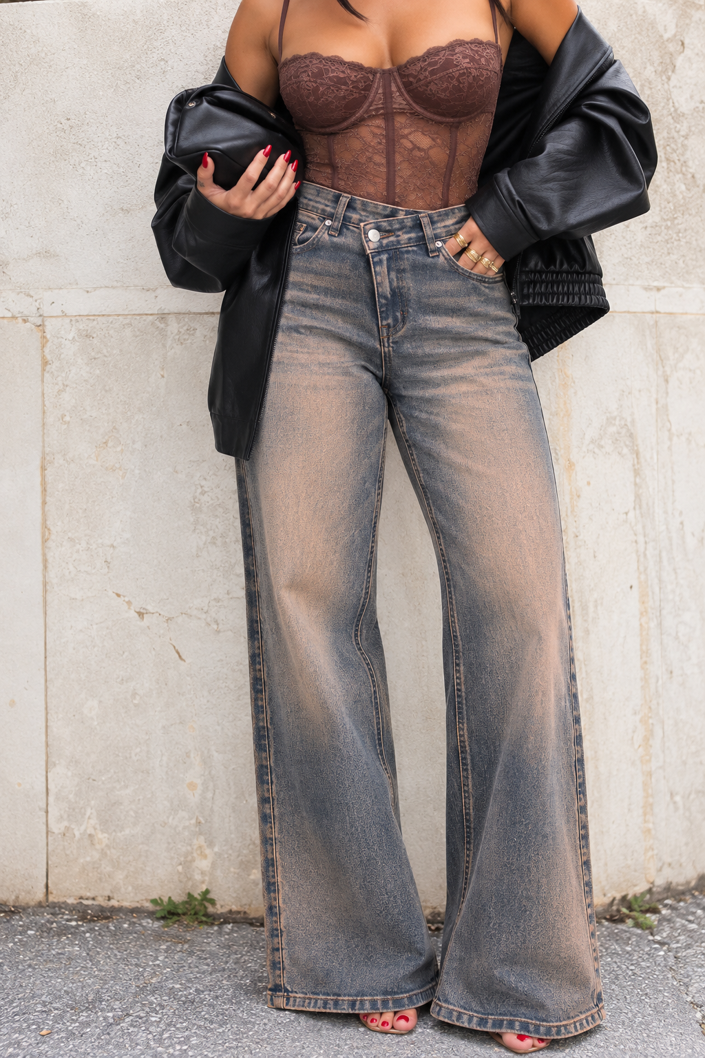 Lavaggio Sfumato – Wide Leg Jeans – Rose