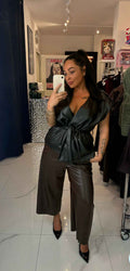 Faux Leather Belted Vest