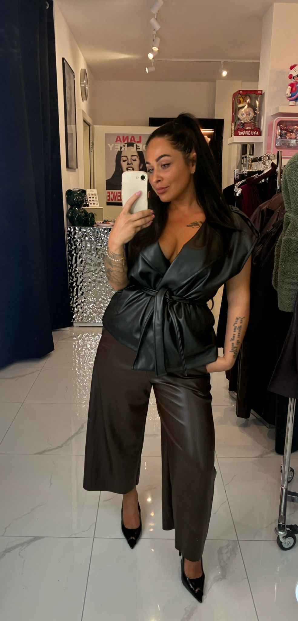 Faux Leather Belted Vest