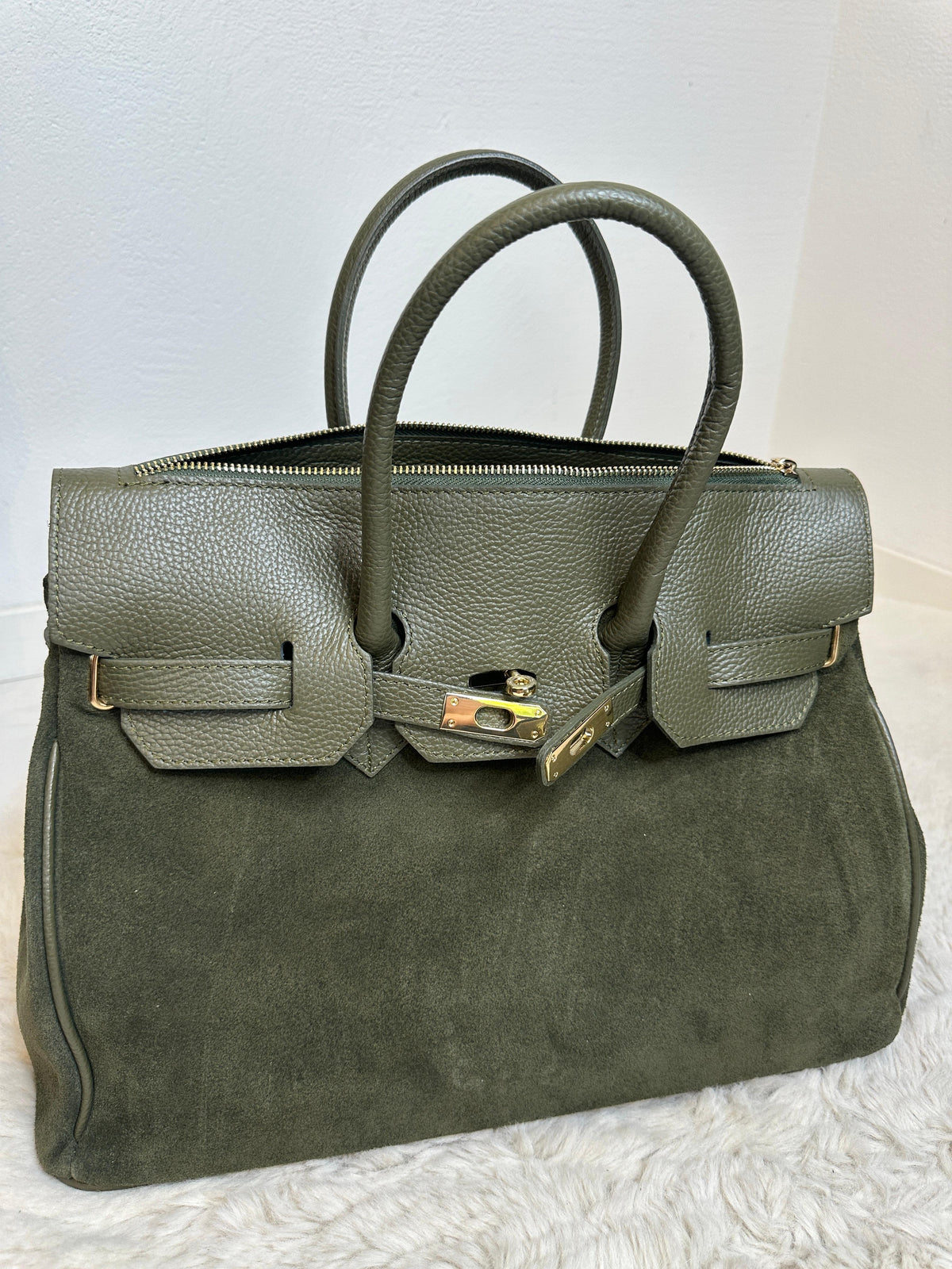 CASSIA SUEDE TOTE BAG – Grün
