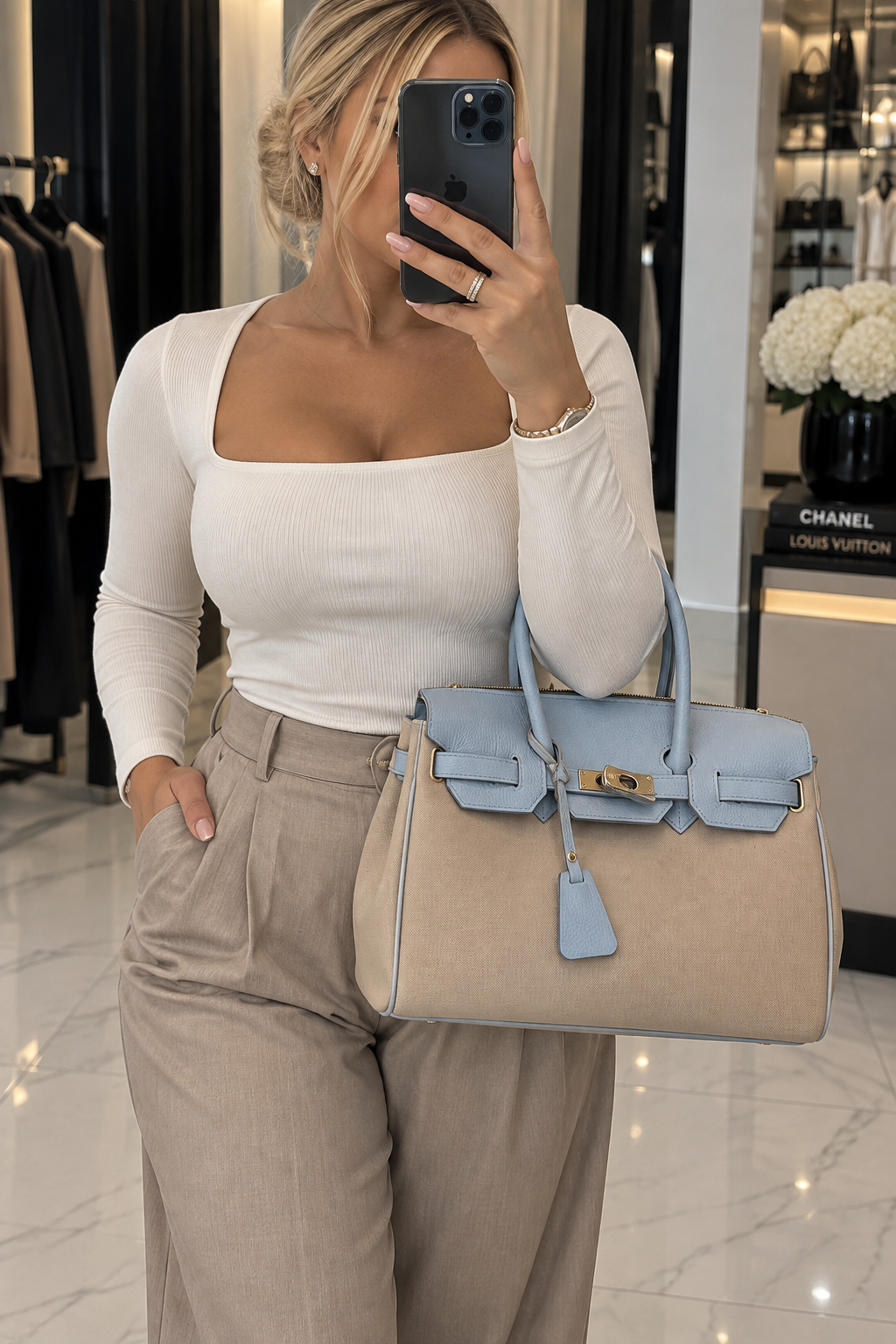 LORINA TWO-TONE HANDBAG