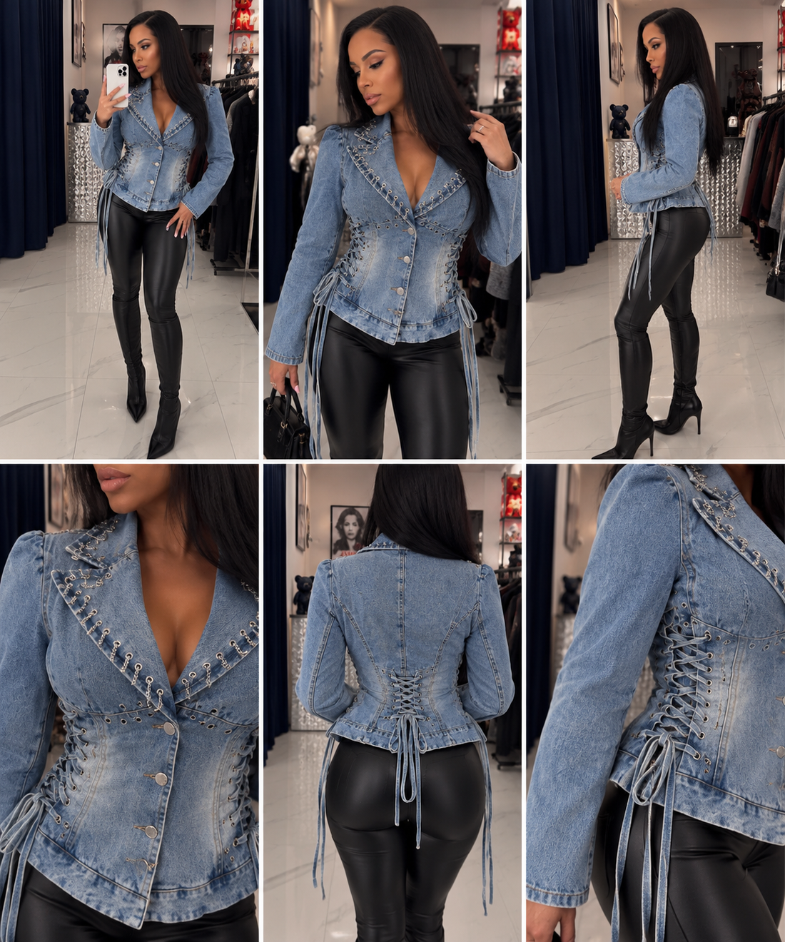 Blue Corset Denim Jacket