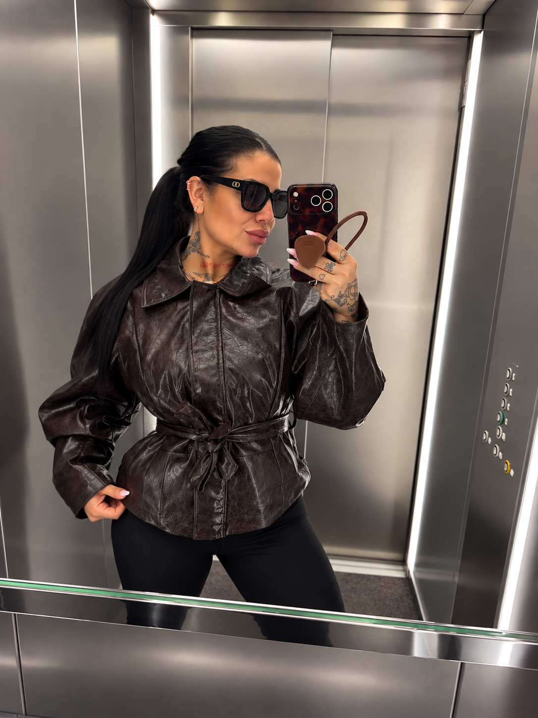 NADIRA LEATHER BELTED JACKET – Braun