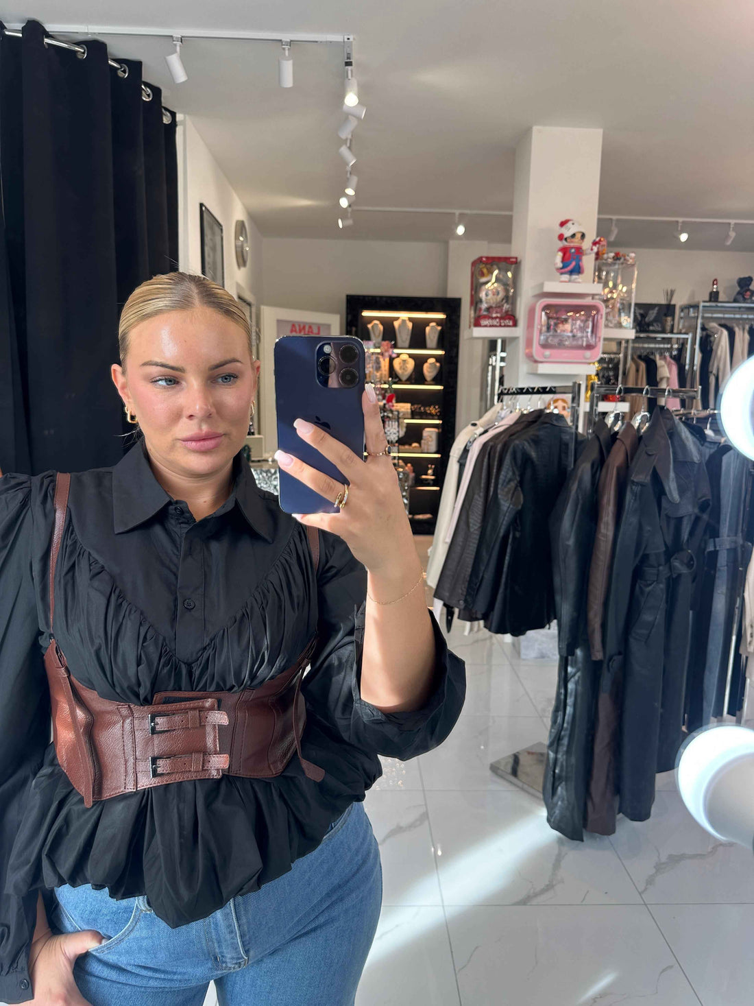 VALENTINA Corset Bluse – Schwarz