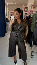 Faux Leather Belted Vest