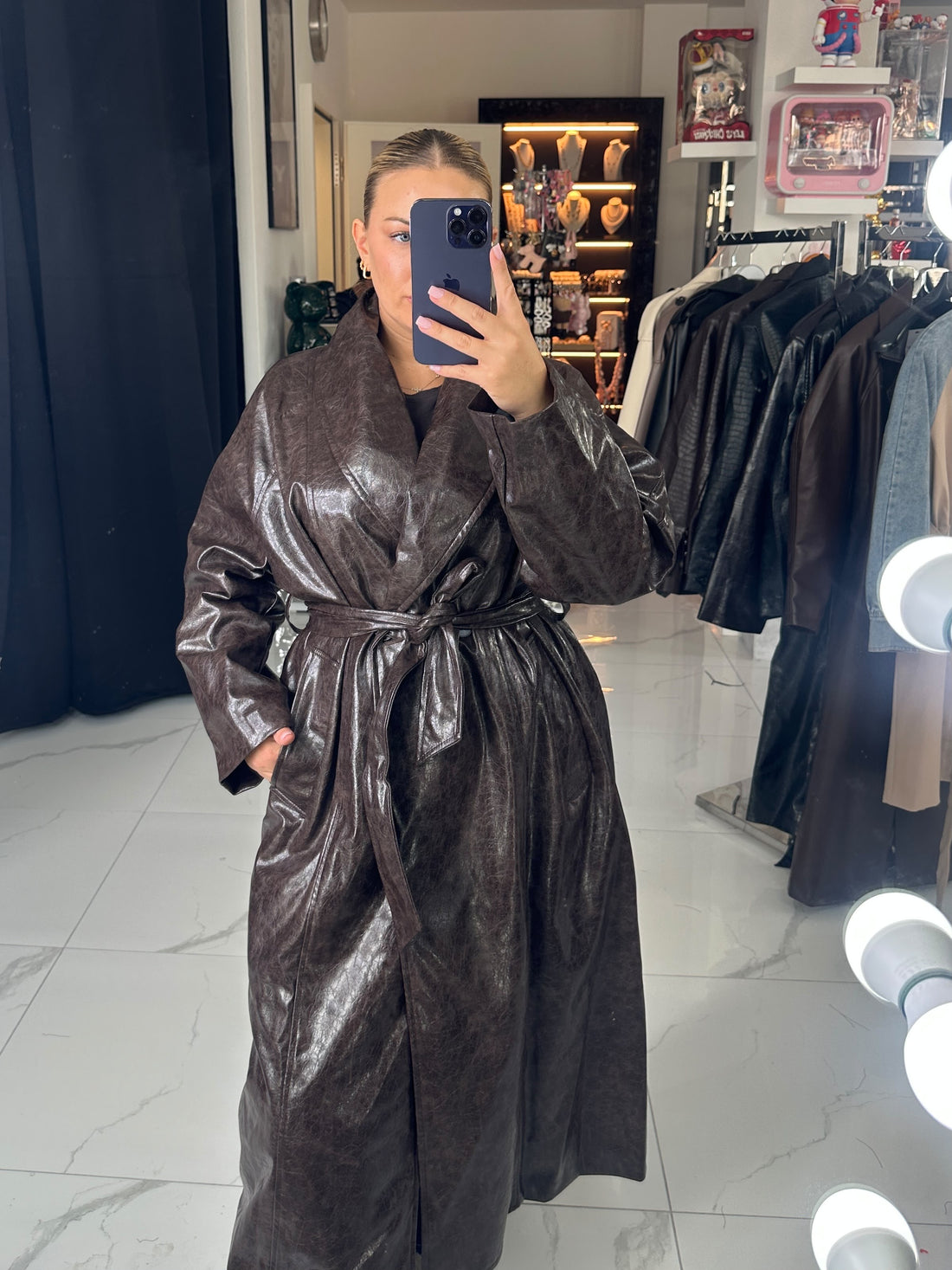 MIRELLA BROWN FAUX LEATHER COAT – Braun