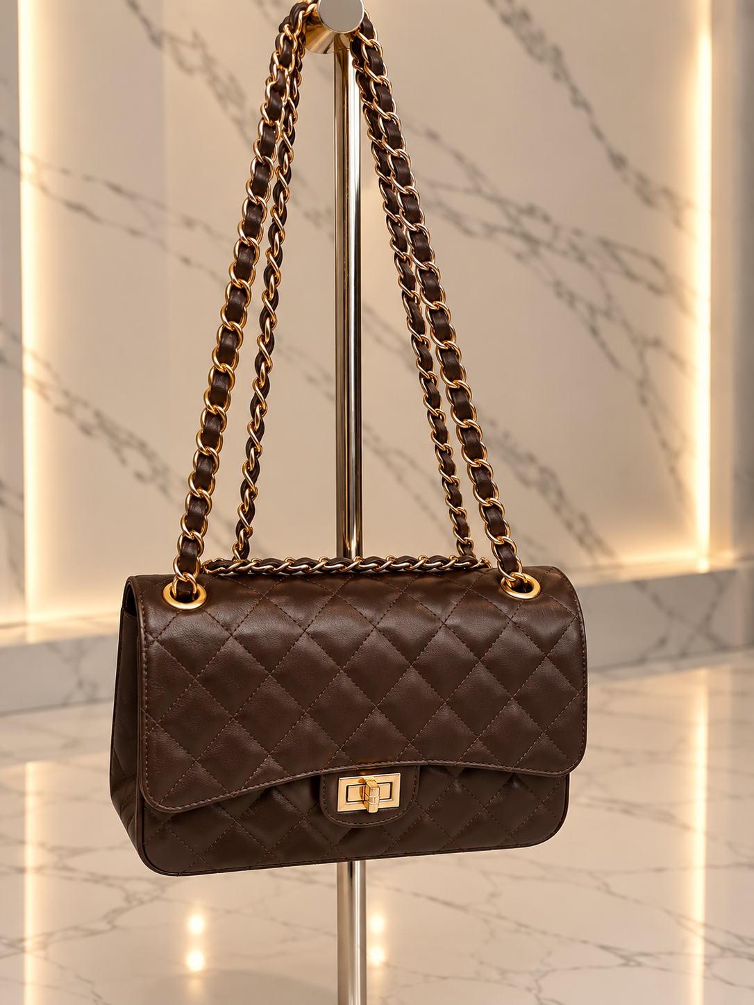 ÉLORA CLASSIC – Gesteppte Schultertasche – Braun