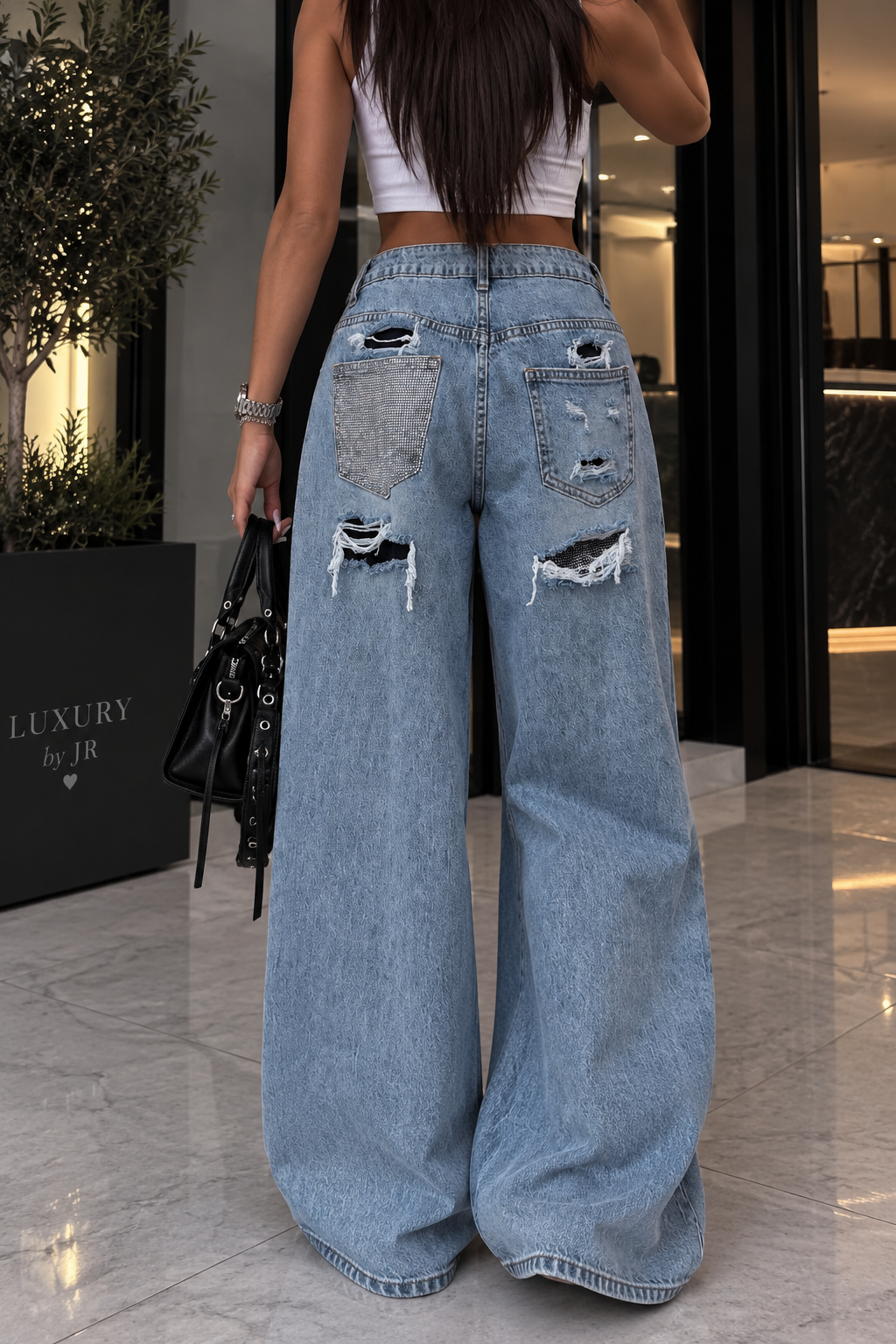 NAIALA BLUE WIDE LEG JEANS – Blau