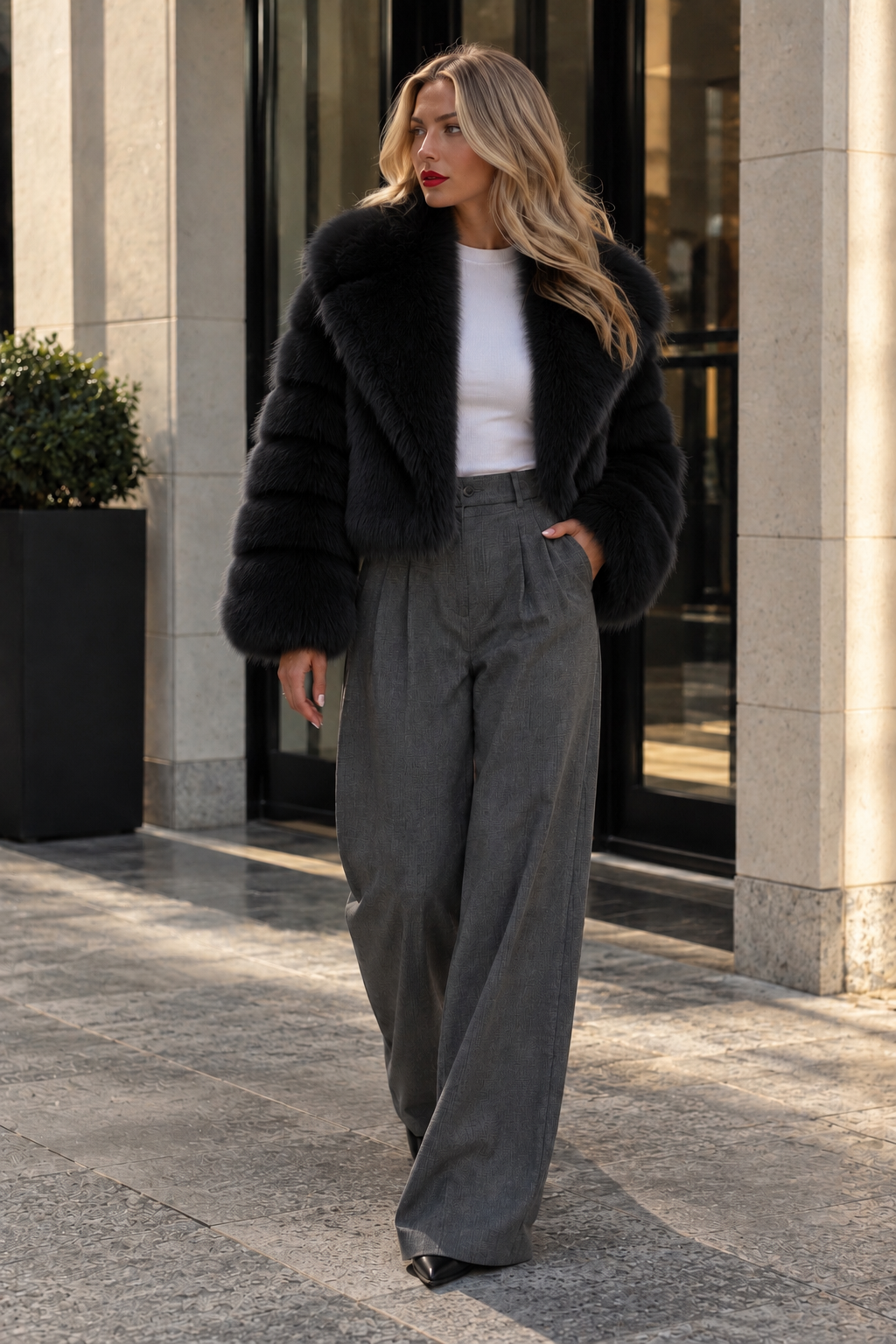 Aspen Luxe Fur Jacket – Schwarz