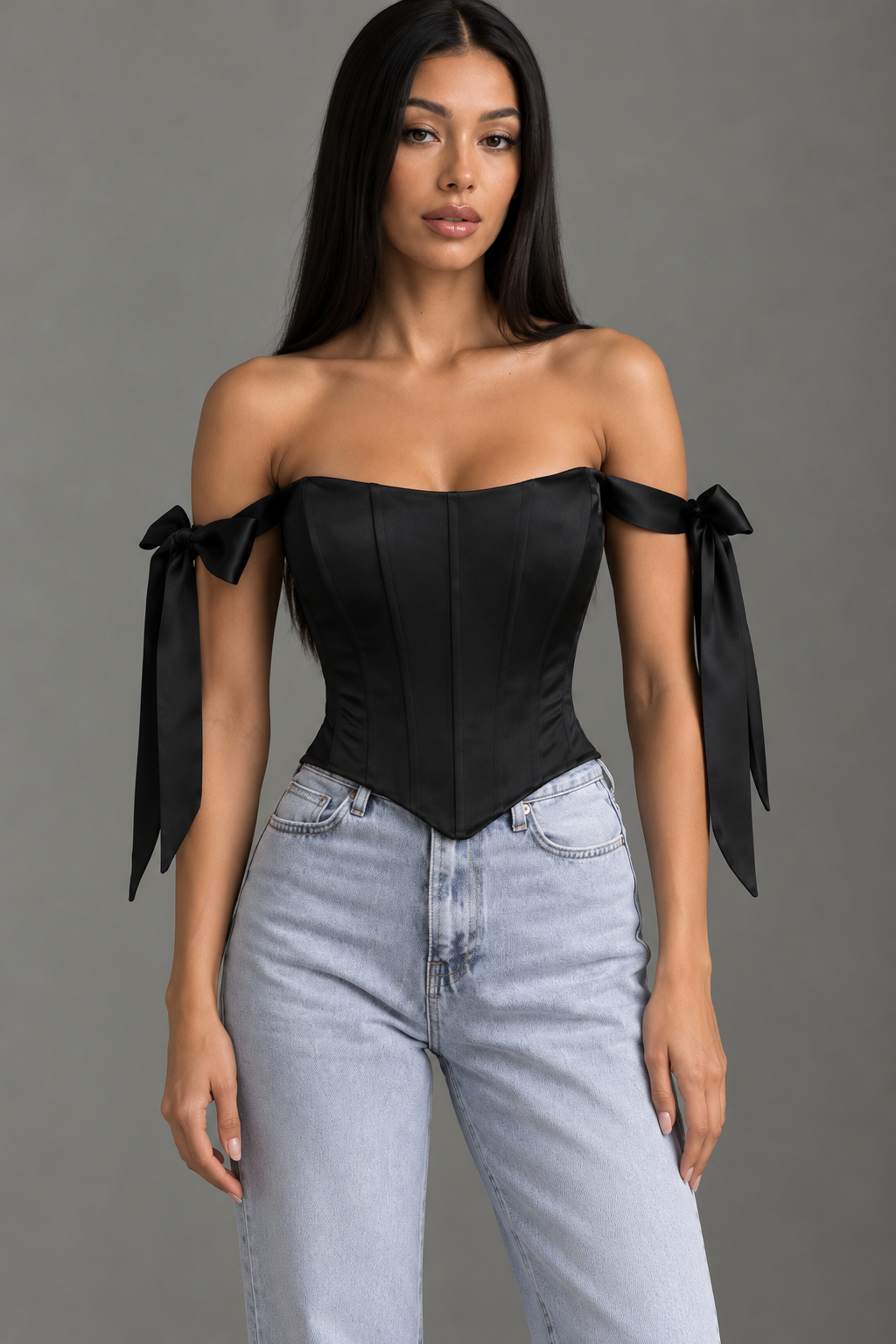 RIBELLE Bow Corset Top