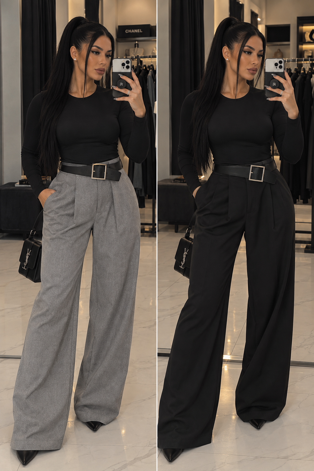 SOPHIA TAILORED WIDE LEG PANTS – Schwarz