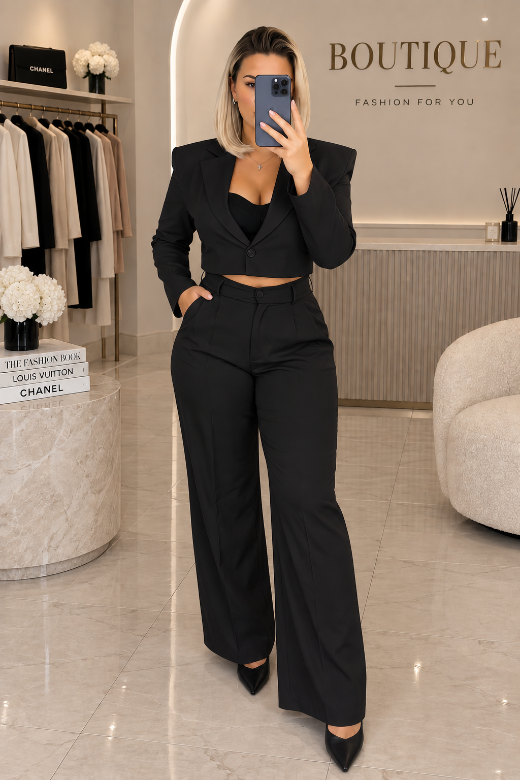 VIOLA THREE-PIECE SUIT SET – Schwarz