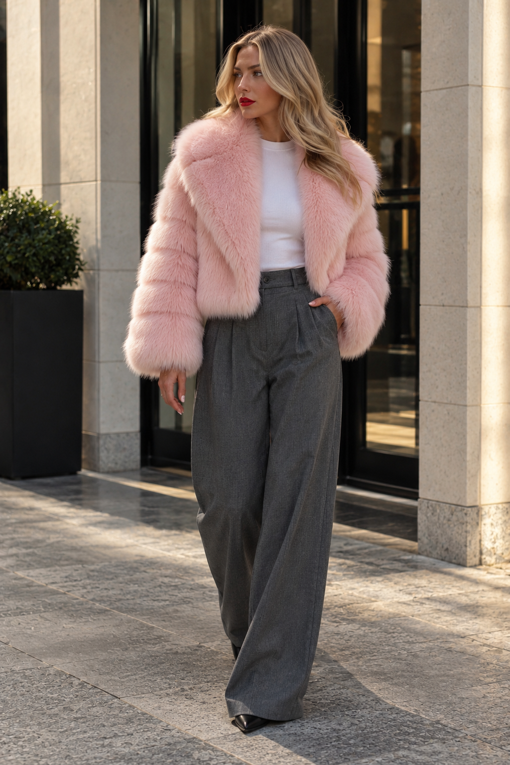 Aspen Luxe Fur Jacket – Rosa