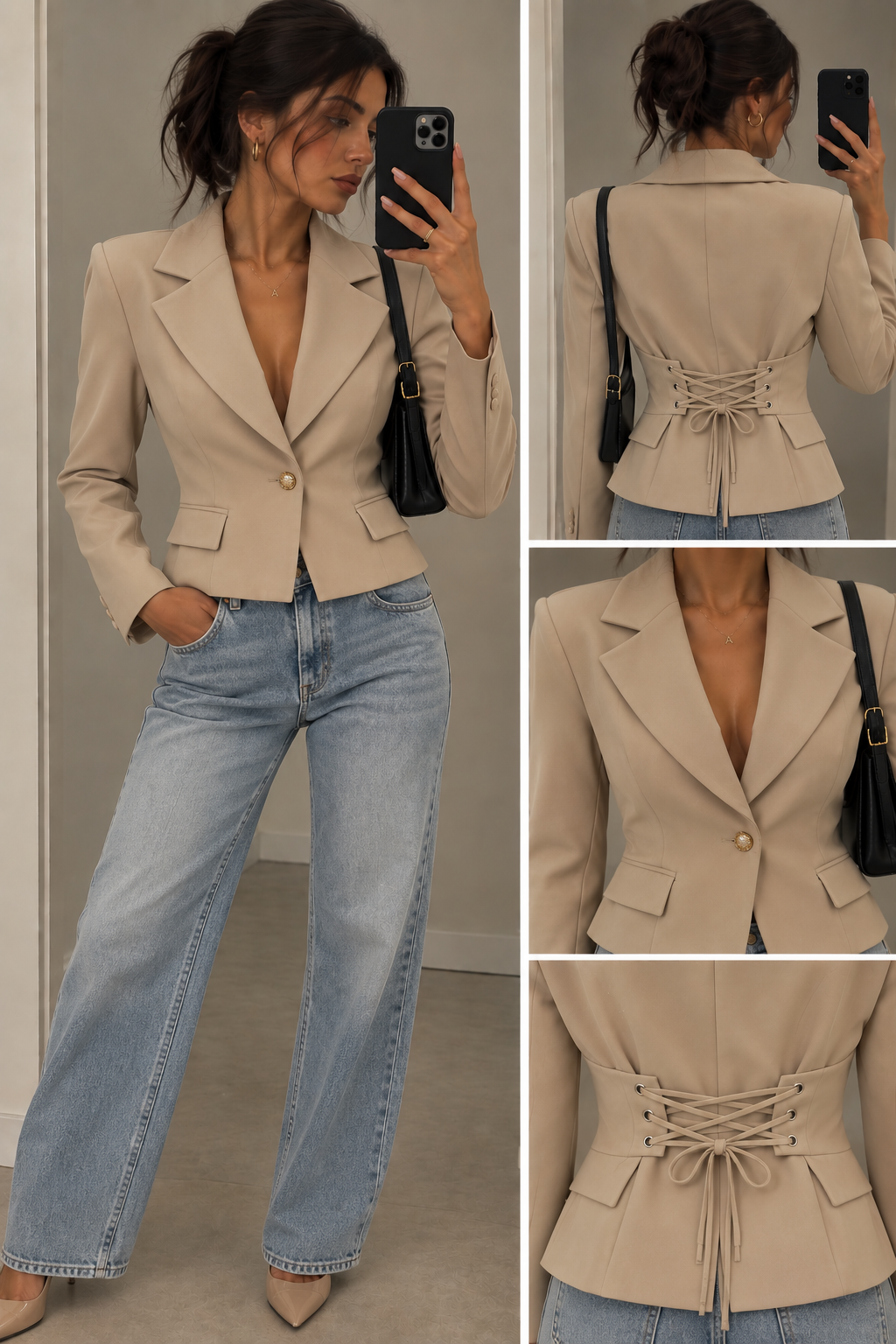 Amélie Corset Blazer – Beige