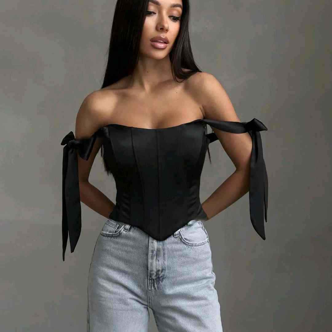 RIBELLE Bow Corset Top
