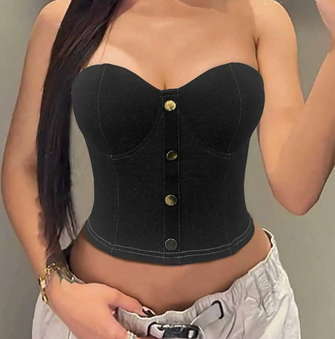 VITTORIA Button Corset Top