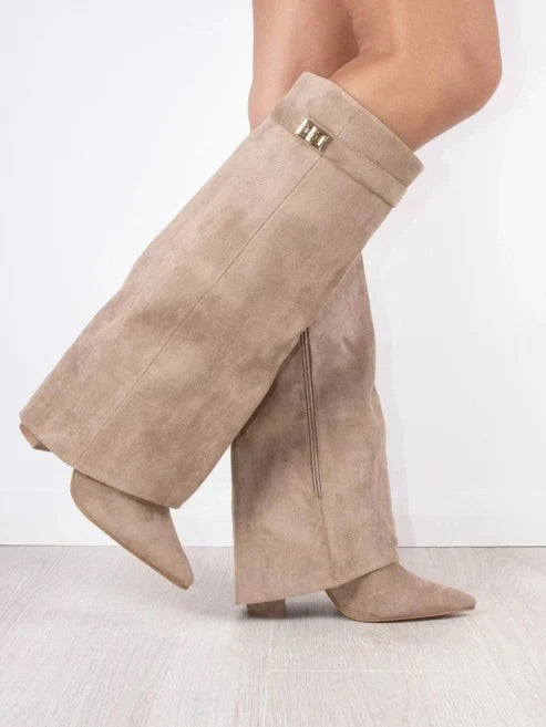 CAMILLA KNEE-HIGH BOOTS – Beige