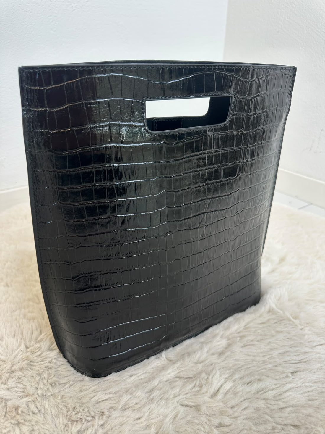 VALERIA BLACK CROC TOTE BAG ECHTLEDER