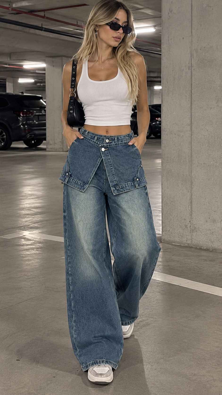 CARA LAYERED DENIM PANTS
