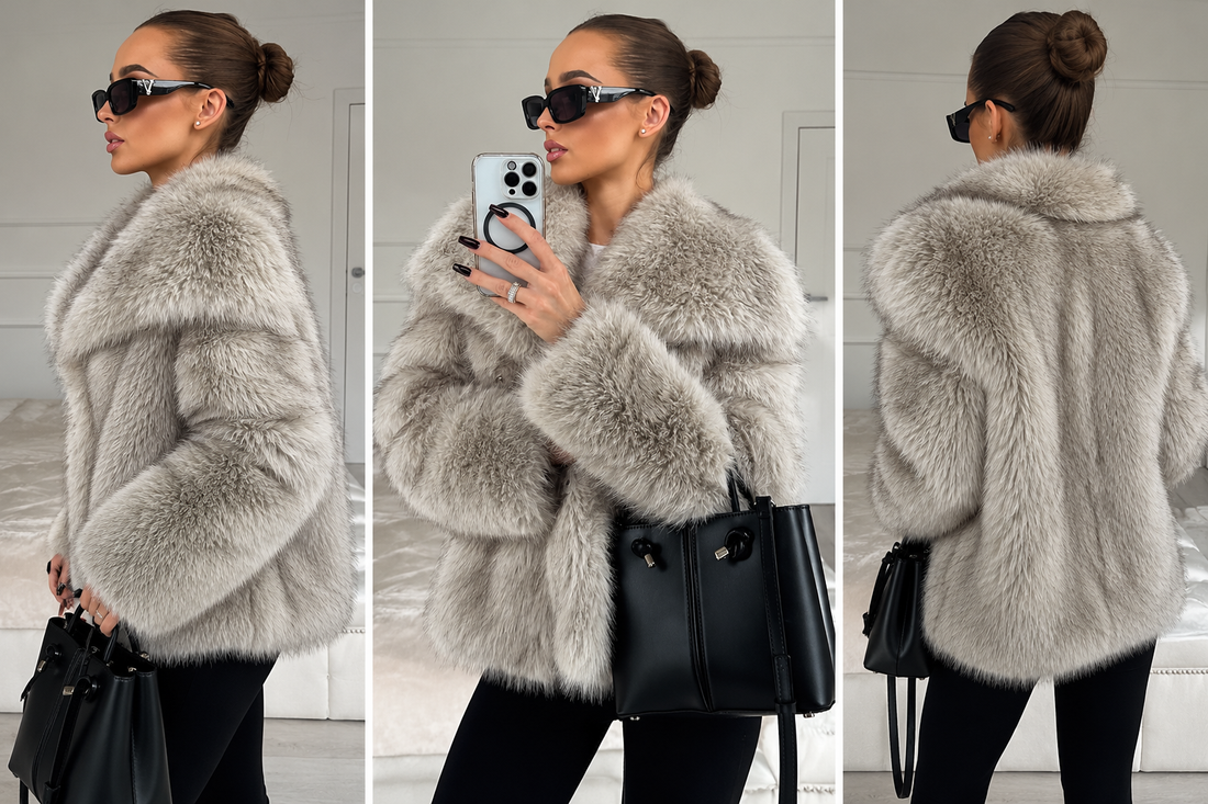 Silver Luxe Faux Fur Jacke – Grey