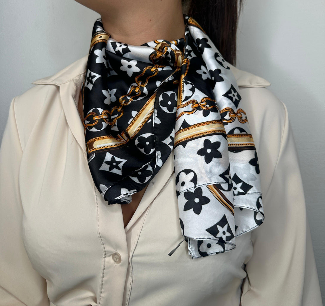 FOULARD by Luxury JR – Beige/Weiss/Schwarz