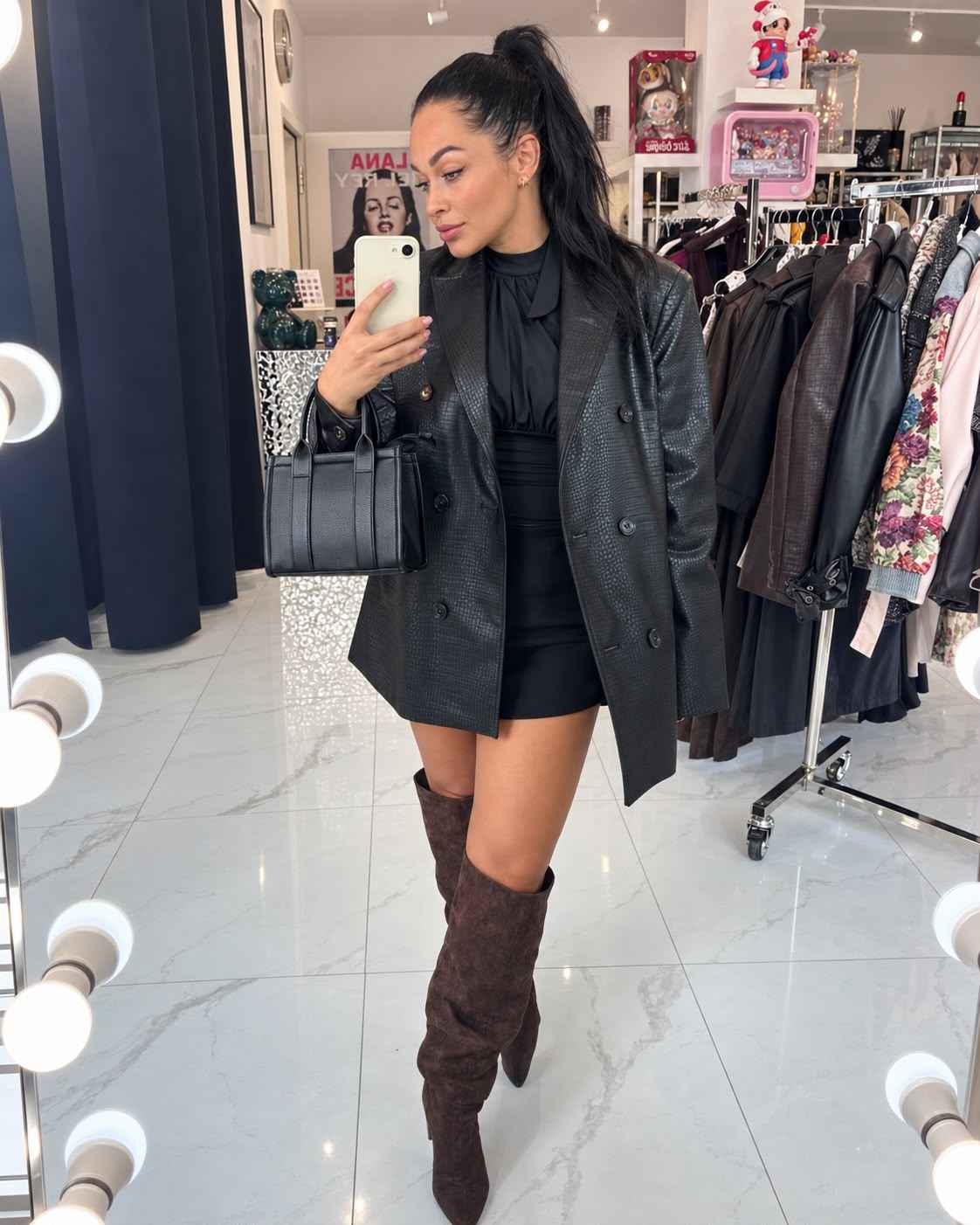 Croc Leather Blazer
