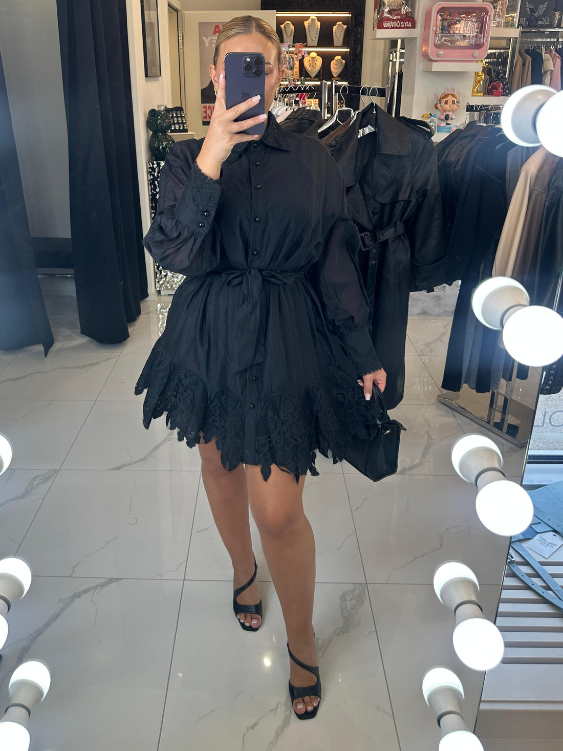 ELENA BLACK LACE MINI DRESS