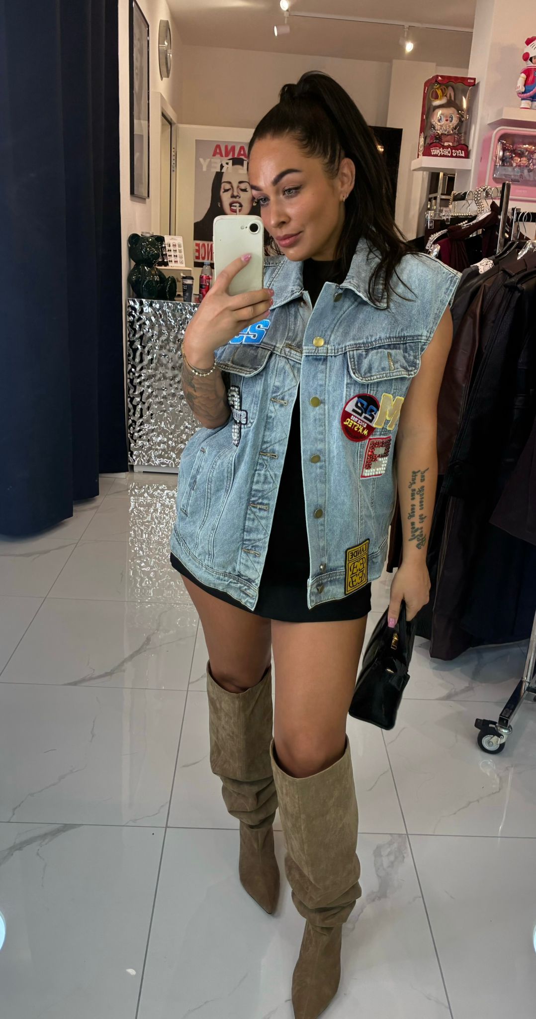 Oversized Patch Denim Vest