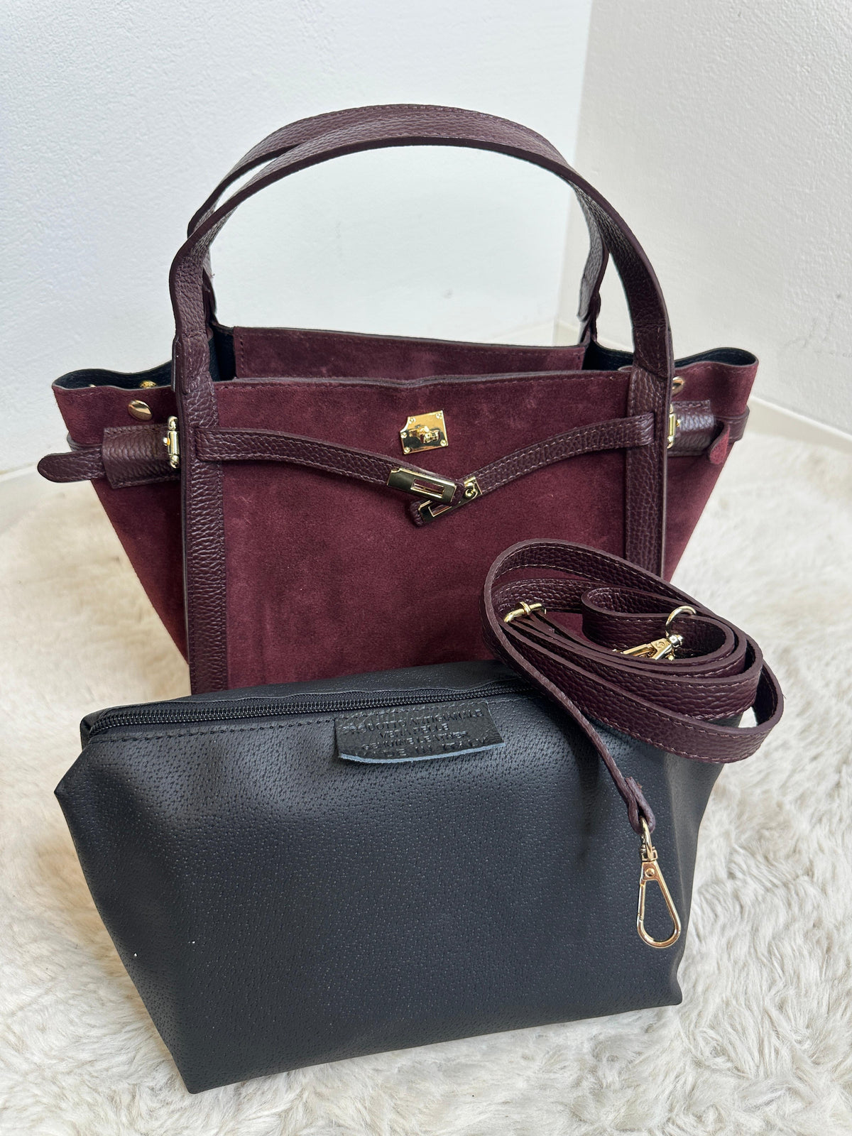 VANIA SUEDE TOP HANDLE BAG