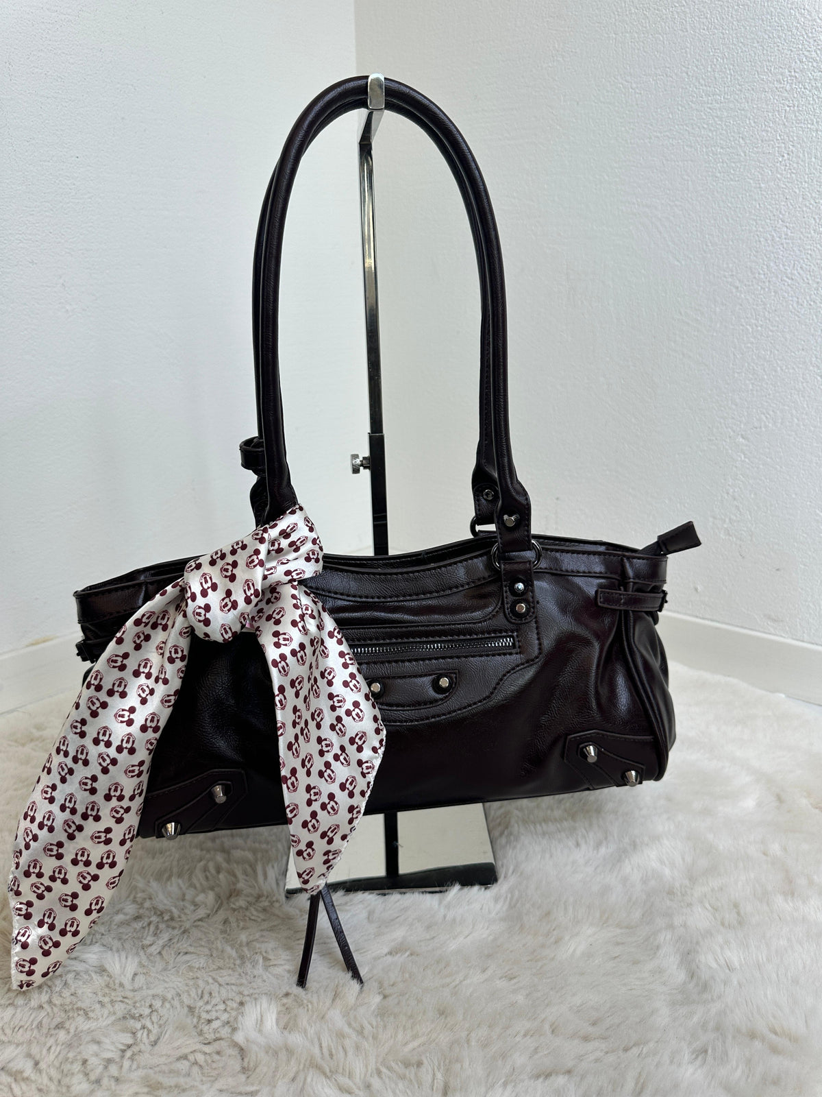 MALIA SCARF SHOULDER BAG – Schwarz