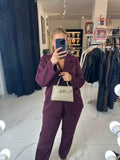ELENA BORDEAUX BLAZER TWO-PIECE SET