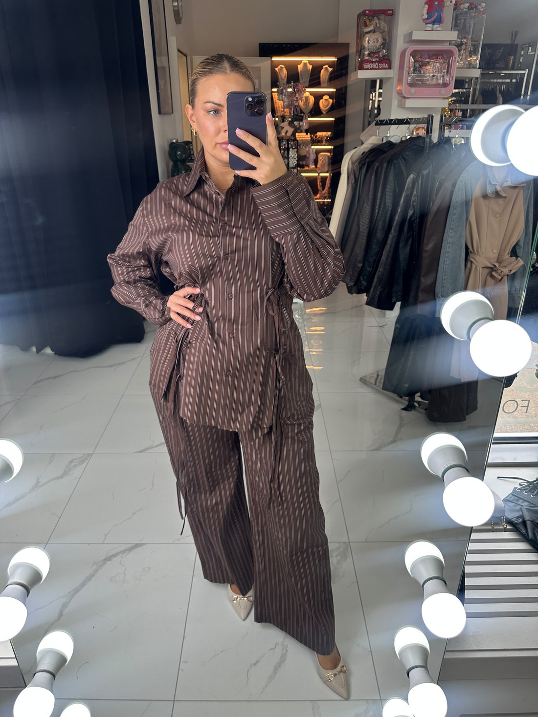 VERENA STRIPED TWO-PIECE SET – Braun