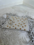 MELINA FRINGE STUD BAG – Beige