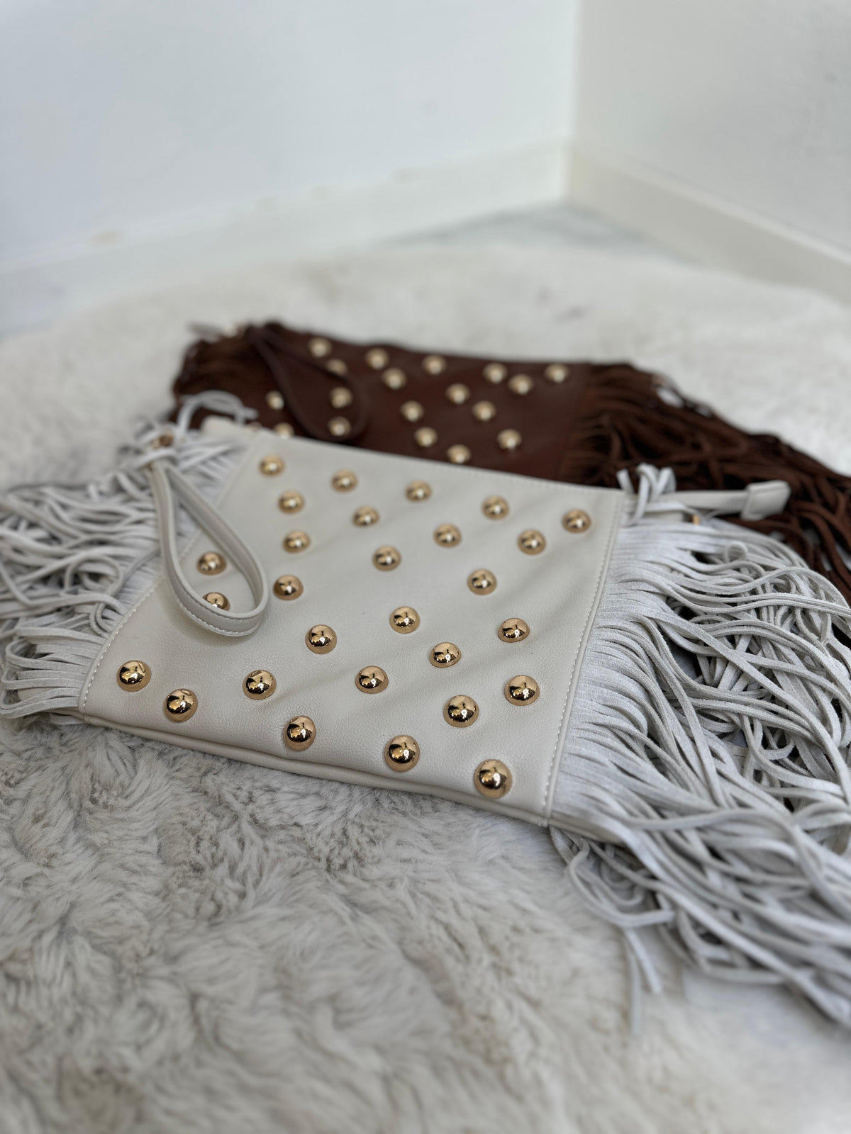 MELINA FRINGE STUD BAG – Braun